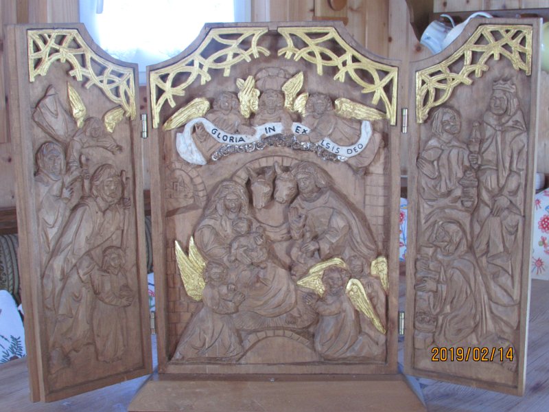Altar Weihnachtsgeschichte 24 karat Blattgold